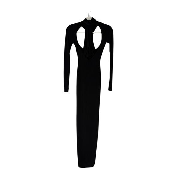 LaQuan Smith Cut Out Turtleneck Gown Maxi Statement Evening Sexy Black Size XS - Picture 4 of 11
